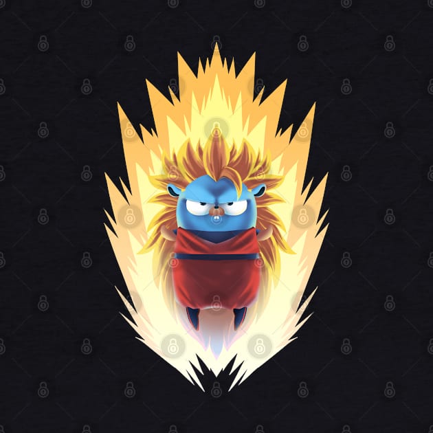 Saiyan Songolang the Golang Gopher by clgtart